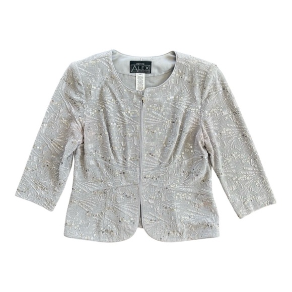 Alex Evenings Light Gray Embellished Jacket - Picture 1 of 6